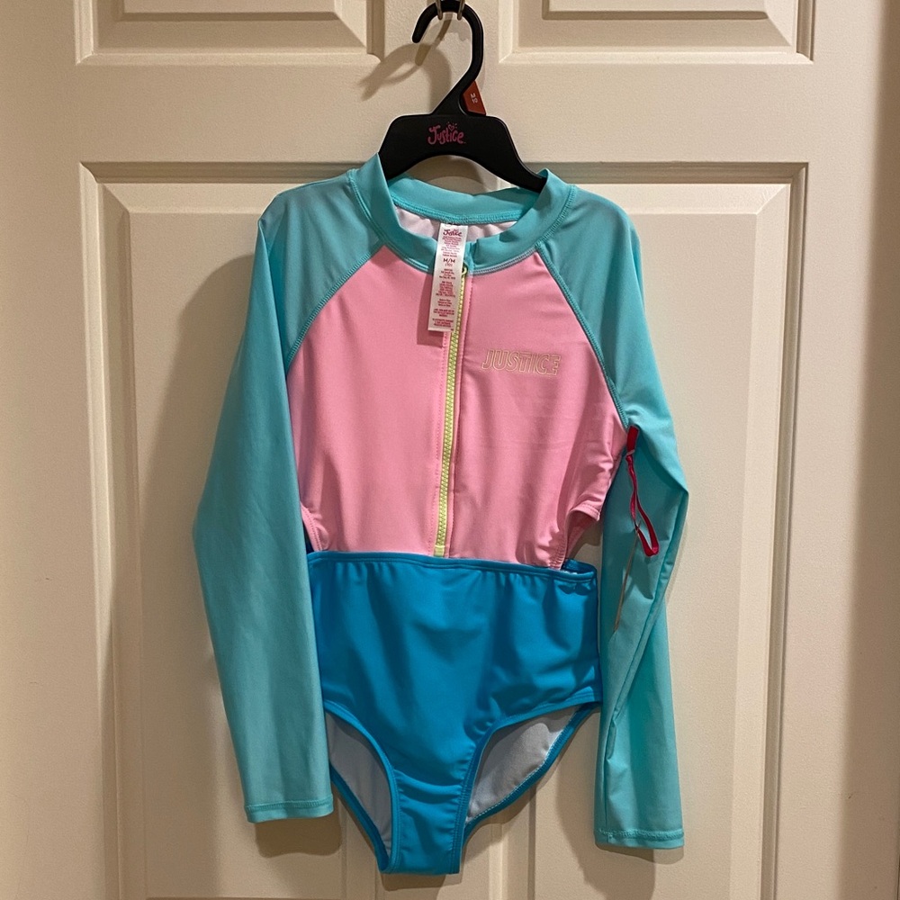 Justice Kids Rashguard - Pink and Blue